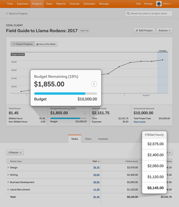 fee budget for fixed fee projects